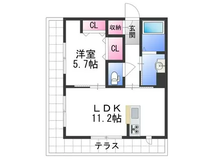 レオパレスGURI(1K/1階)の間取り写真