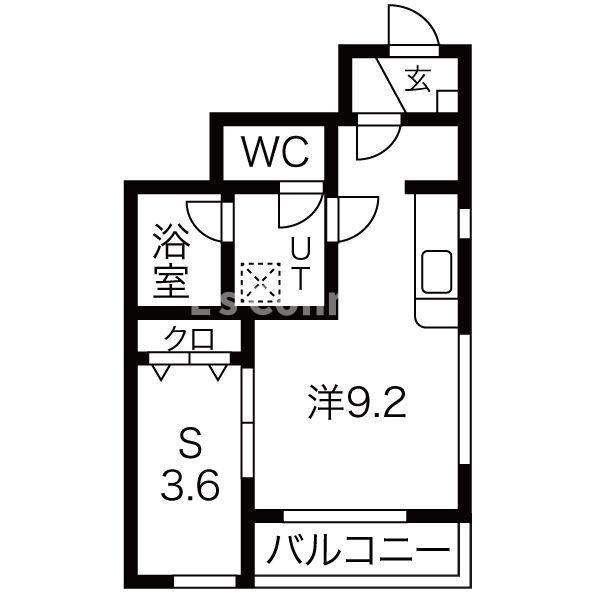 アイワスクエア(1SK/1階)の間取り写真