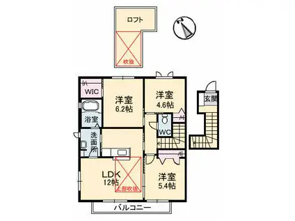 メゾン・フェリーチェB棟(3LDK/2階)の間取り写真