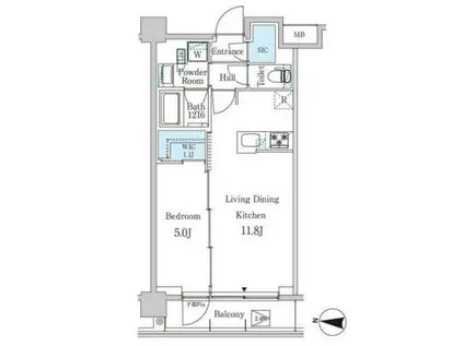 ジオエント中野弥生町(1LDK/3階)の間取り写真