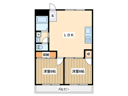 カントリーフラッツ(2LDK/3階)の間取り写真