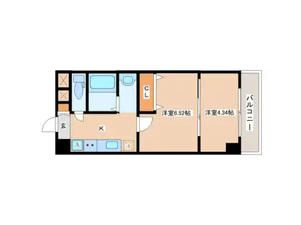 アスコット河原町駅前(2K/1階)の間取り写真