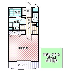 パークヒル春日(1K/2階)の間取り写真