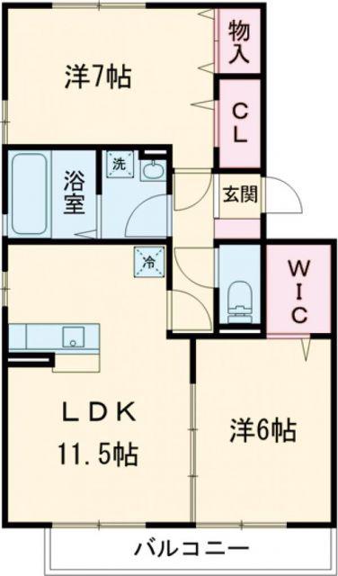 ポワール・MB棟(2LDK/2階)の間取り写真