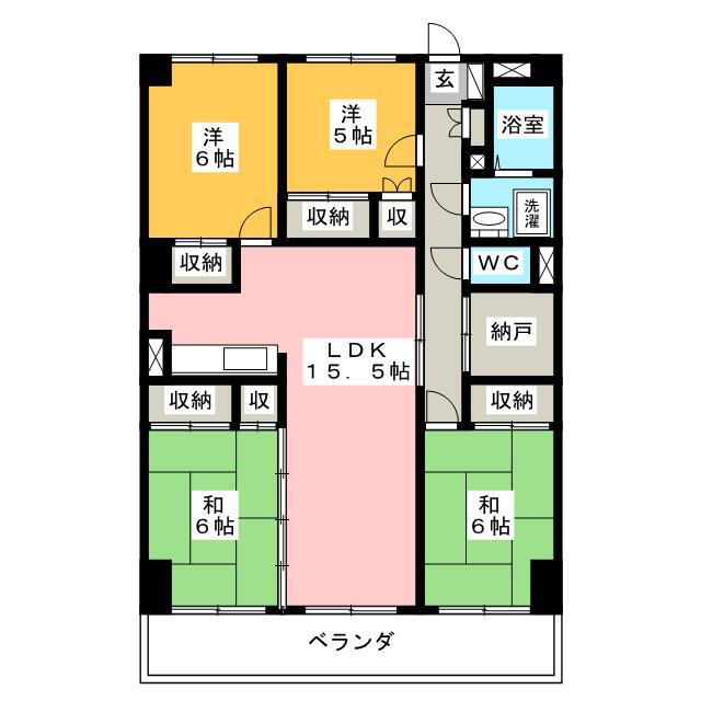 サンライズ長丘(4LDK/3階)の間取り写真