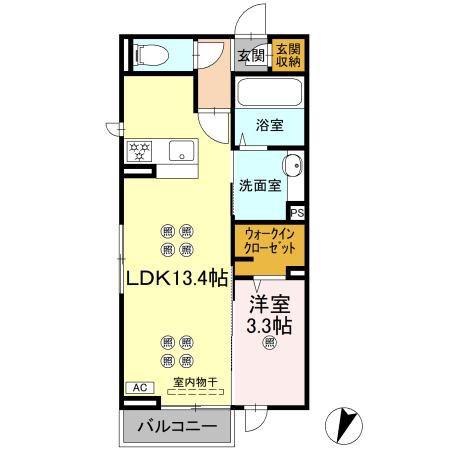 レーヴリッチ(1LDK/2階)の間取り写真