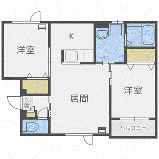 アストリア八軒(2LDK/3階)の間取り写真