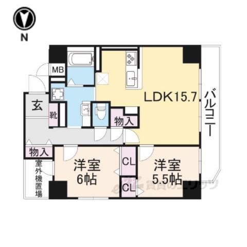 インフィニティ(2LDK/5階)の間取り写真