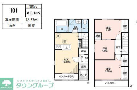 リーブルファイン愛宕駅前I(3LDK/1階)の間取り写真