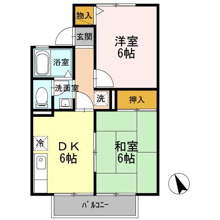 セジュールフェスタ A(2DK/1階)の間取り写真