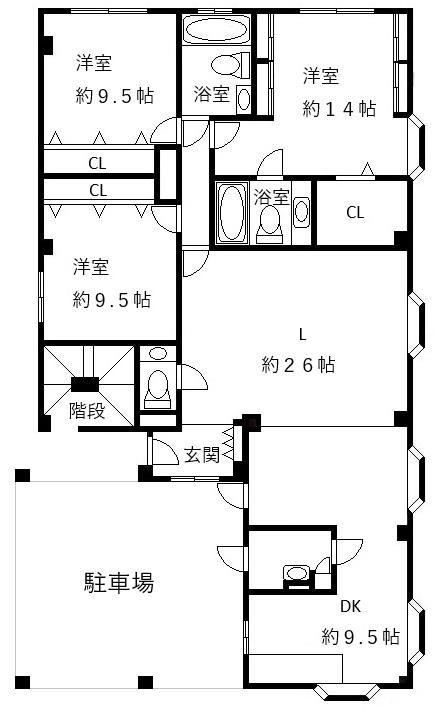 桐里タウンハウス(3LDK/1階)の間取り写真