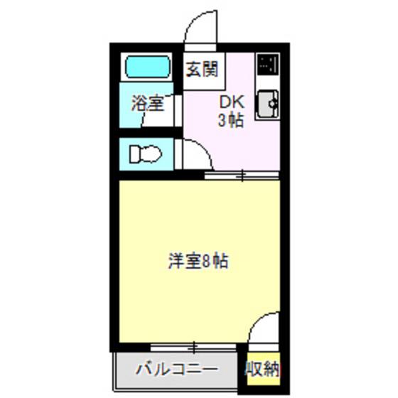 スカイハイツ A(1K/2階)の間取り写真