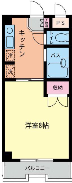 コアクレスト上草柳2(1K/2階)の間取り写真