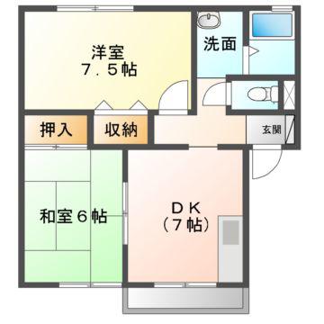 ウィステリア(2DK/2階)の間取り写真