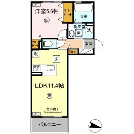 MAISON BONHEUR(1LDK/1階)の間取り写真