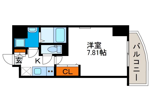 LUXE難波ウエスト(1K/1階)の間取り写真