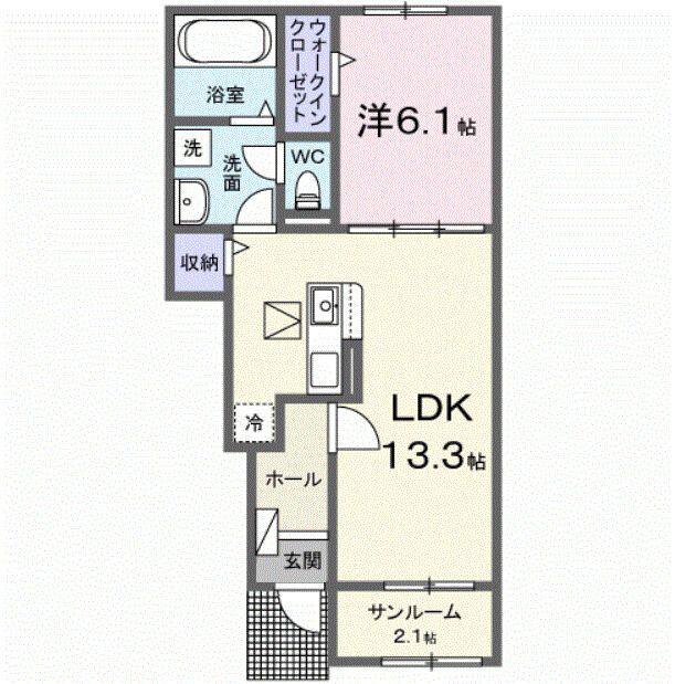 ラフィーネKIII(1LDK/1階)の間取り写真