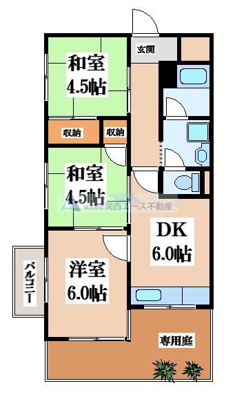 石切パークサイドマンション(3DK/1階)の間取り写真
