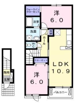 アンビエンテ(2LDK/2階)の間取り写真