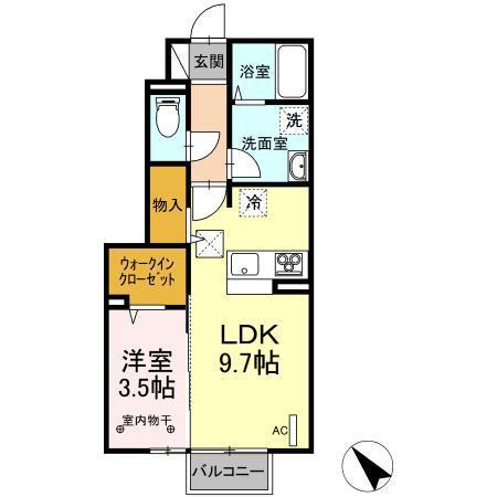 アベリア358II(1LDK/1階)の間取り写真