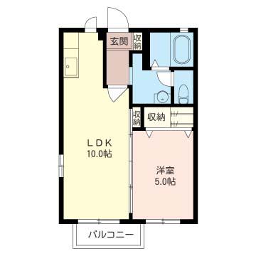 マーブル(1LDK/1階)の間取り写真