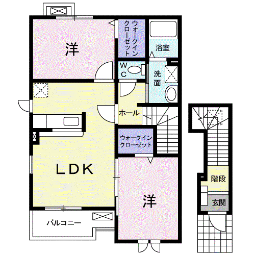 MILD SI(2LDK/2階)の間取り写真