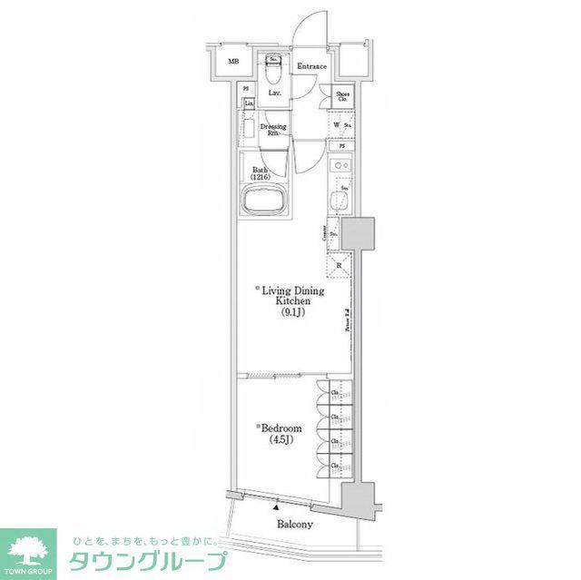 ザ・パークハビオSOHO市谷左内町(1LDK/1階)の間取り写真