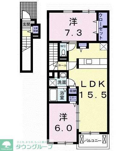 ウィステリアタウン VIII(2LDK/2階)の間取り写真
