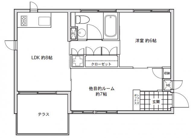 東急東横線 都立大学駅 徒歩5分 3階建 築20年(1SLDK/1階)の間取り写真