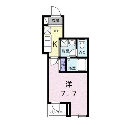 ライズ脇田町 B館(1K/2階)の間取り写真