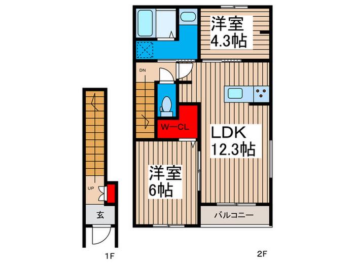 リーブルファイン草加両新田II(2LDK/2階)の間取り写真