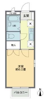 櫻ハウス大八木(1K/2階)の間取り写真