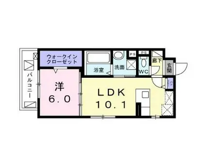 シュガール二子玉川(1LDK/2階)の間取り写真