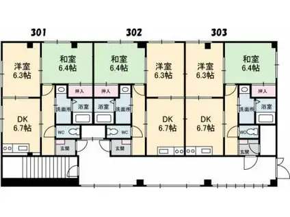 山崎ビル 3階(2DK/3階)の間取り写真