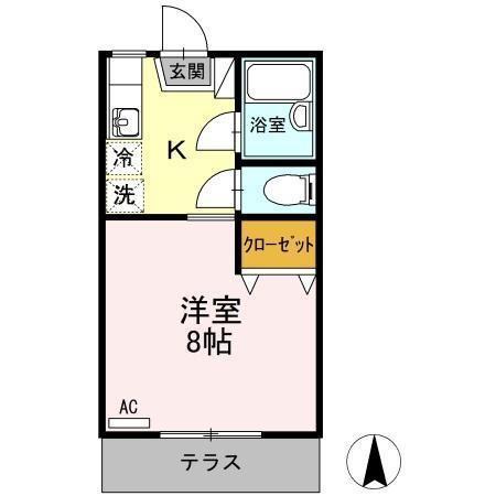 第2メールブルー(1K/1階)の間取り写真
