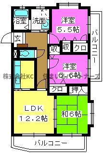 メゾンドール荒木(3LDK/2階)の間取り写真