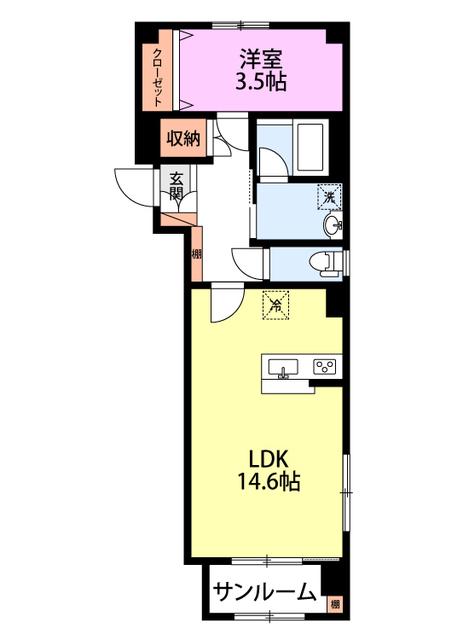 LAGUNA HILLS I(1LDK/2階)の間取り写真