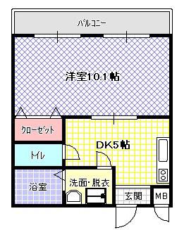 フジパレス美田(1DK/1階)の間取り写真