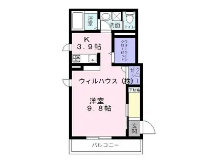 WB高見ノ里(1K/3階)の間取り写真