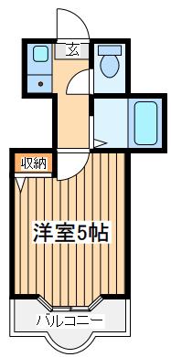 ハイネス鹿島田(1K/2階)の間取り写真