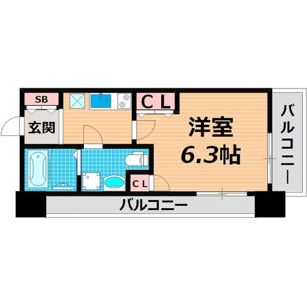 ドゥエリング千林(1K/2階)の間取り写真