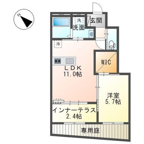 ファインハイムC(1LDK/1階)の間取り写真