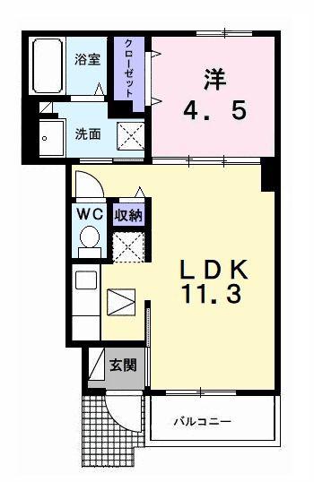 クルール・メゾン(1LDK/1階)の間取り写真
