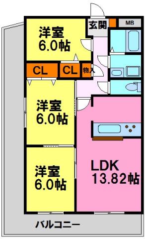 キャピタルビルド(3LDK/1階)の間取り写真