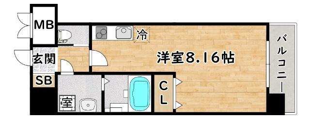 GRAND CINQ 02(ワンルーム/9階)の間取り写真