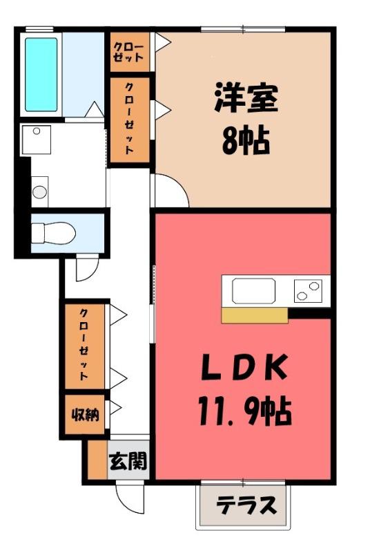 FREA C(1LDK/1階)の間取り写真
