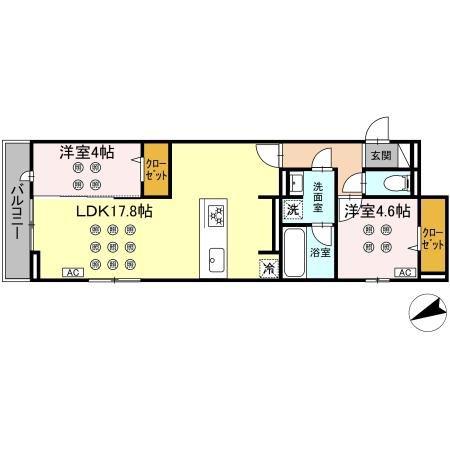 北九州モノレール 片野駅 徒歩15分 3階建 新築(2LDK/3階)の間取り写真