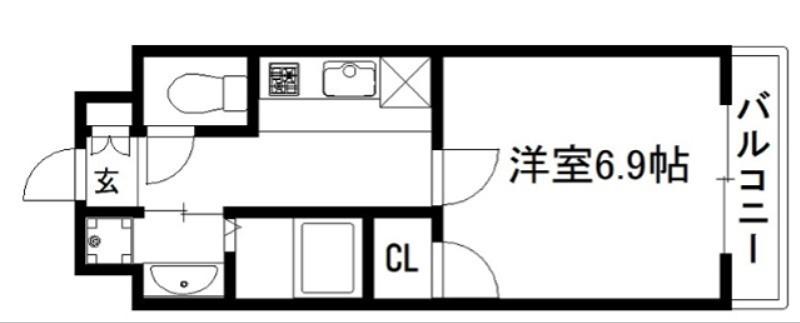 プラシード京都(1K/9階)の間取り写真