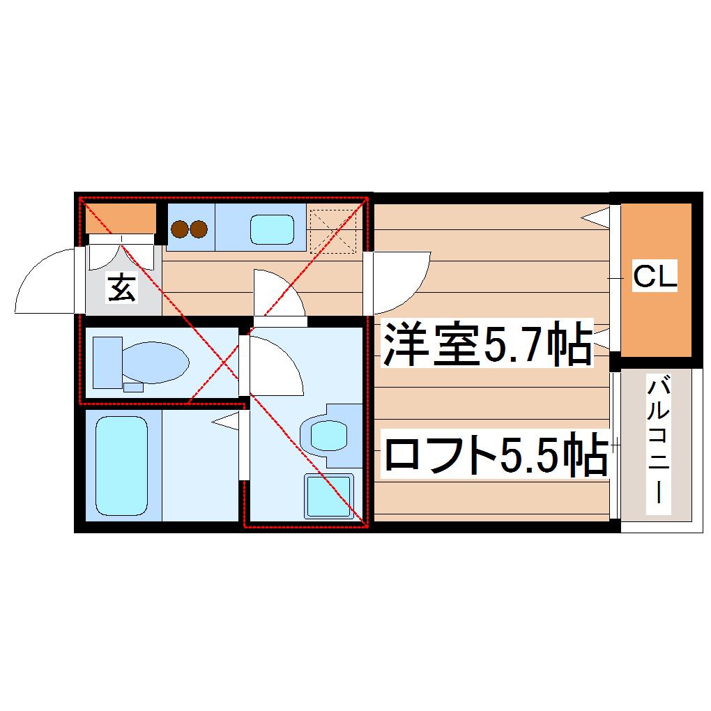 ラミアカーサ(1K/2階)の間取り写真