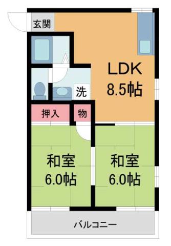 マサゴハイツ7(2LDK/2階)の間取り写真